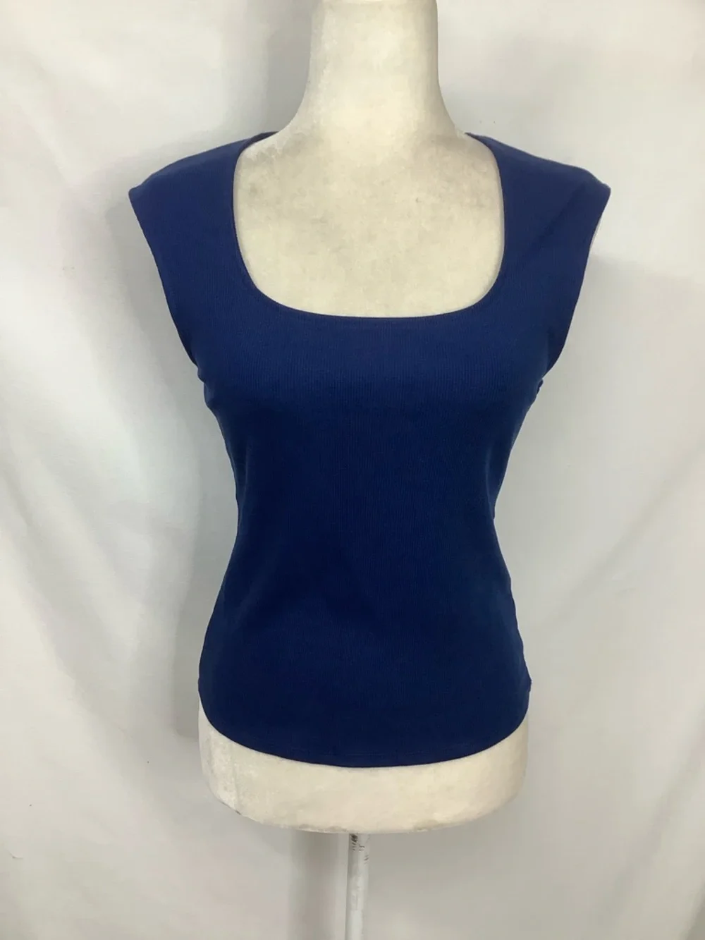 Blue Micro Ribbed Scoop Neck Top - Small - Picture 13 of 13